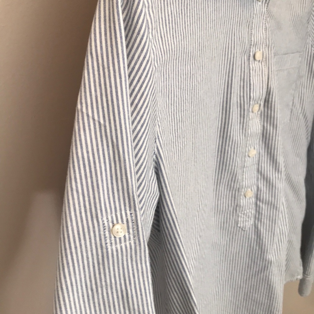 J. Crew Half Button Chambray Stripe Button Down M - image 4